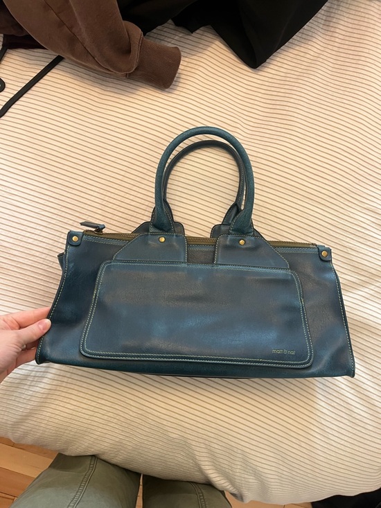 Matt & Nat Handbags - Matt & Nat Teal Satchel with Front Pocket